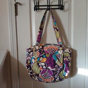 Vera Bradley Glenna shoulder bag in the retired "Plum Crazy" pattern zipper top